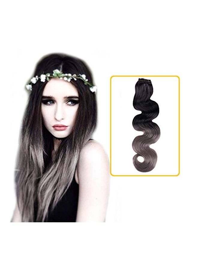 كريميلي وصلة شعر مستعار طويل ومجعد ومموج أسود/ رمادي 20بوصة - Image 3