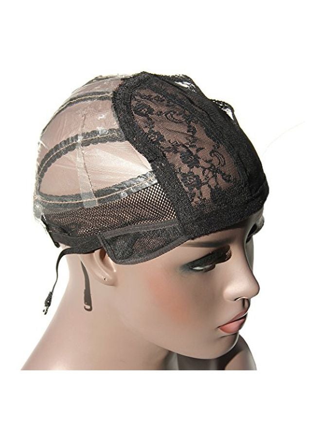 3-Piece Adjustable Strap Wig Caps Black Medium