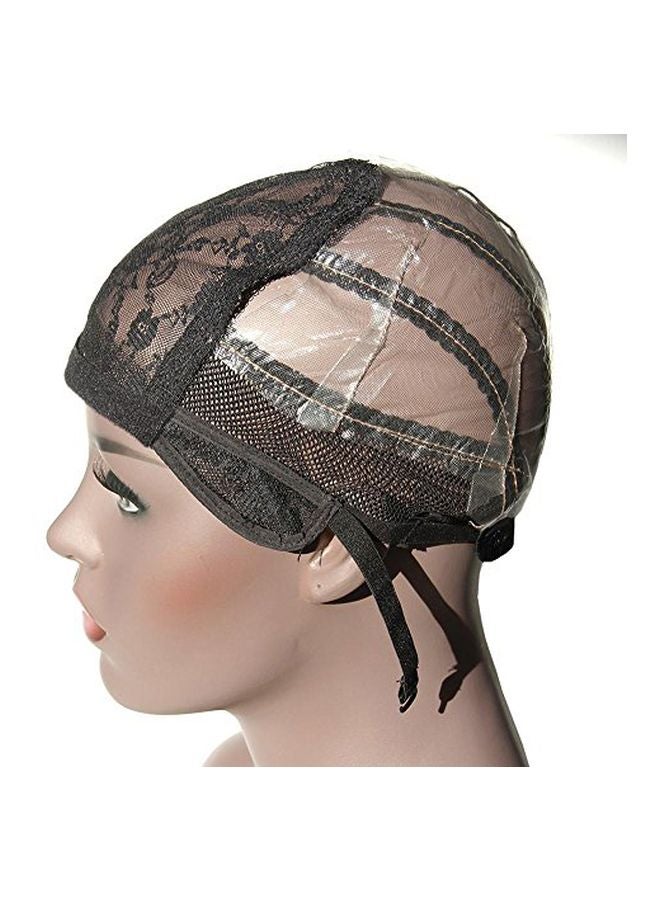 3-Piece Adjustable Strap Wig Caps Black Medium