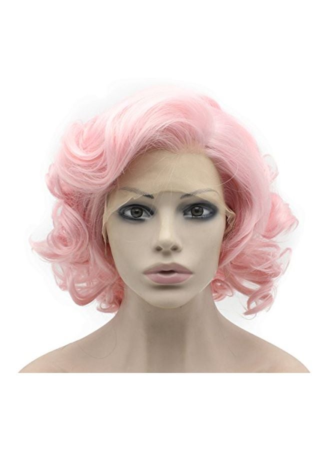MX angel Heat Friendly Short Curly Wig Pink - Image 1