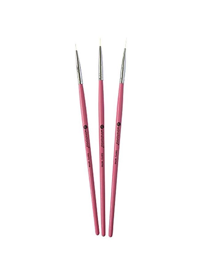 3-Piece Nail Art Brush Set Pink/Silver - v1567604576/N29276128A_1