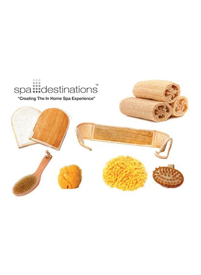 سبا ديستينايشنز فرشاة للجسم للاستخدام الجاف والرطب من قطعتين بني - Image 3