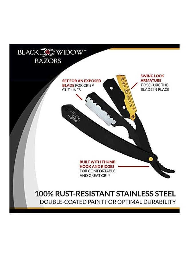 Black Widow Executive Brand Razor - Professional Straight Razor Black/Gold - Image 1