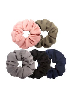 Aprince 5-Piece Chiffon Scrunchies Hair Ties Multicolour  - Image 1
