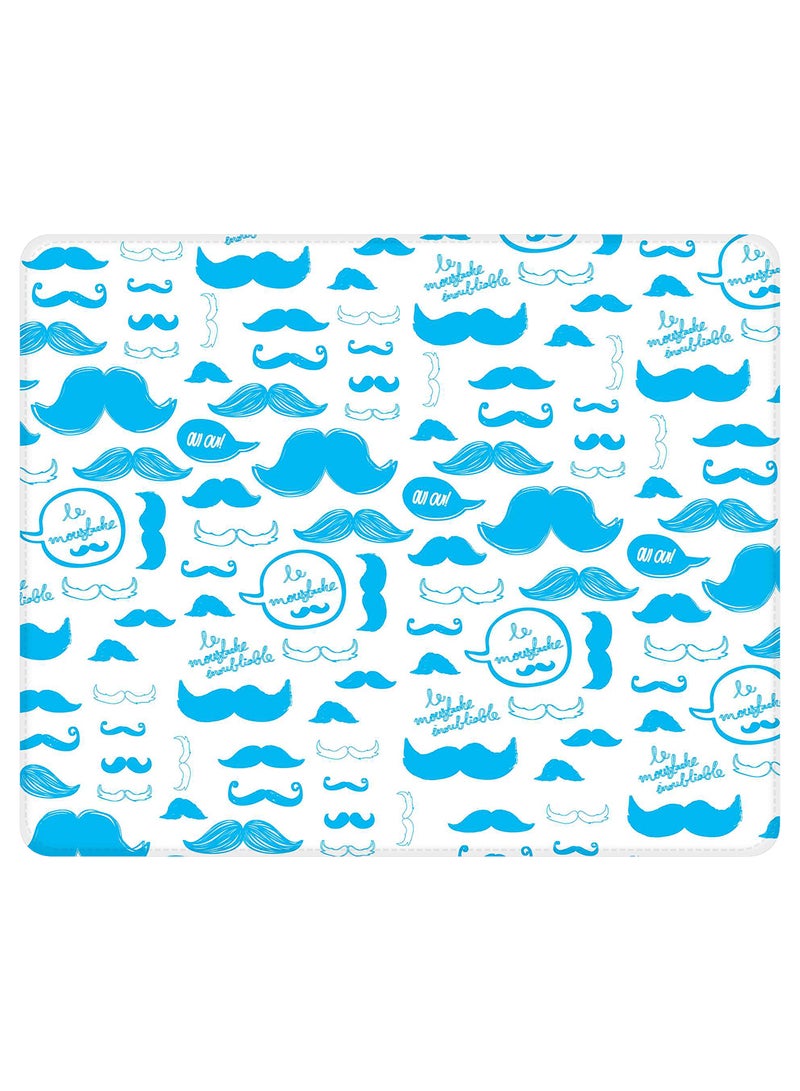 Stylizedd Le Moustache Non-Slip Gaming Mousepad Blue/White - Image 1