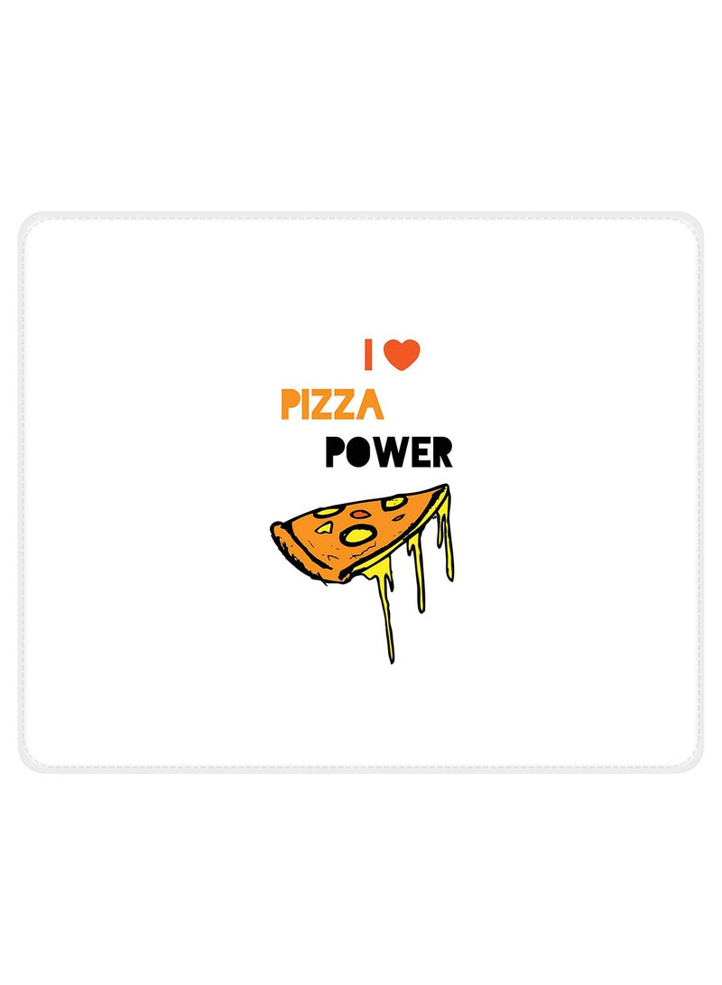 Stylizedd I Love Pizza Non-Slip Gaming Mousepad White/Yellow - Image 1