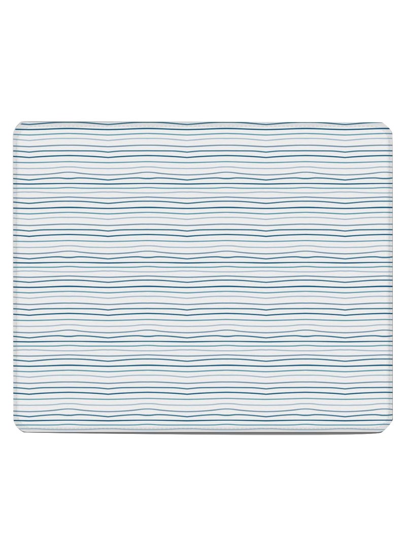 Stylizedd Shaky Lines Non-Slip Gaming Mousepad White/Blue - Image 1