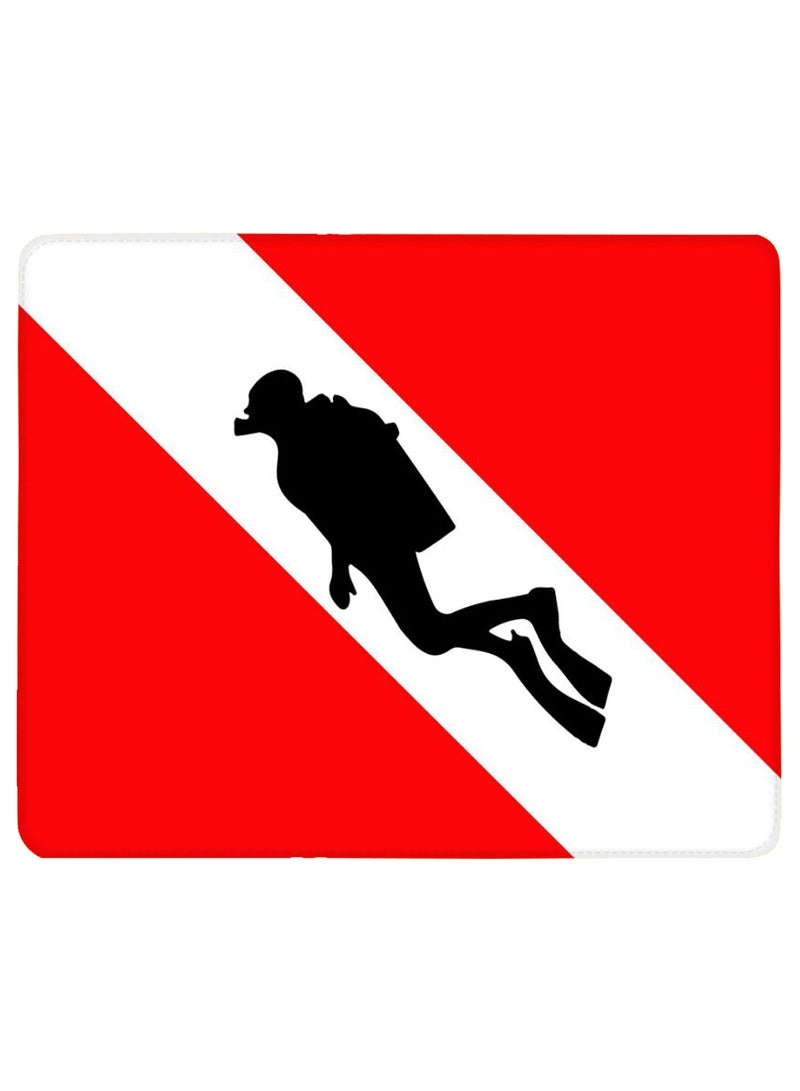 Stylizedd Diver Flag Non-Slip Gaming Mousepad Red/White/Black  - Image 1