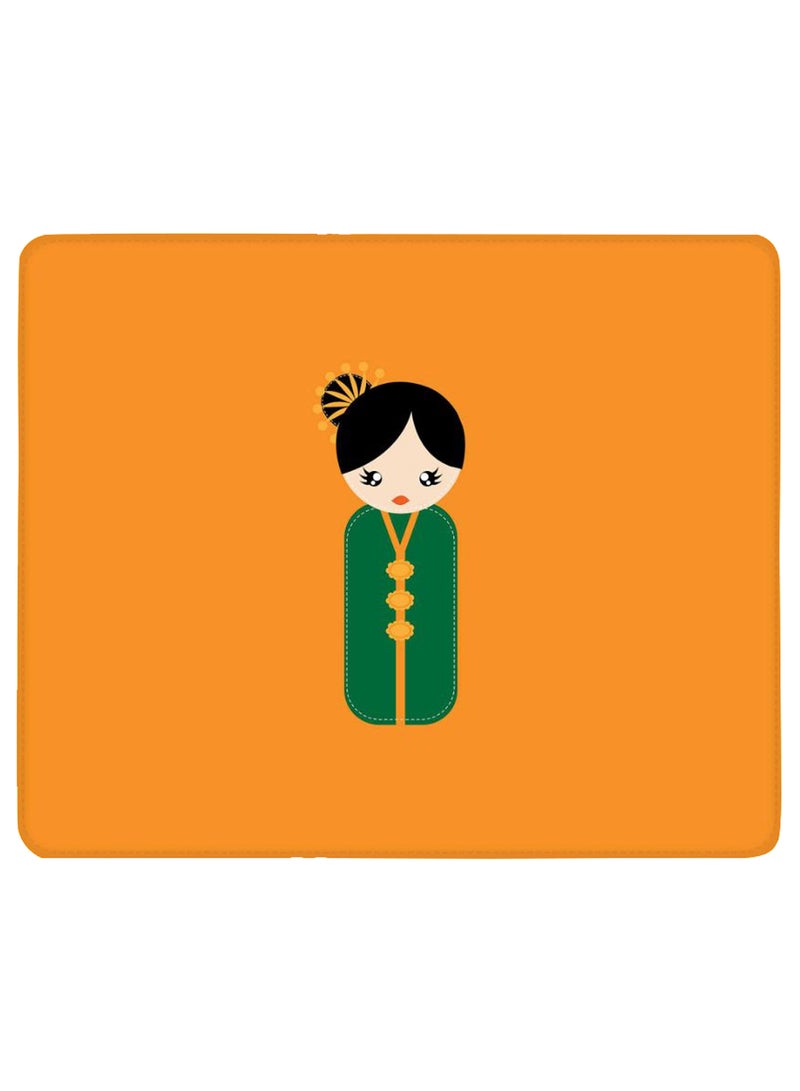 Stylizedd Japanese Doll Non-Slip Gaming Mousepad Orange/Green/Black - Image 1