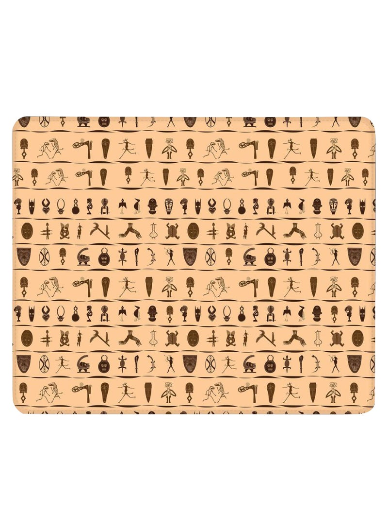 Stylizedd Tribal Hieroglyphics Non-Slip Gaming Mousepad Beige/Brown - Image 1