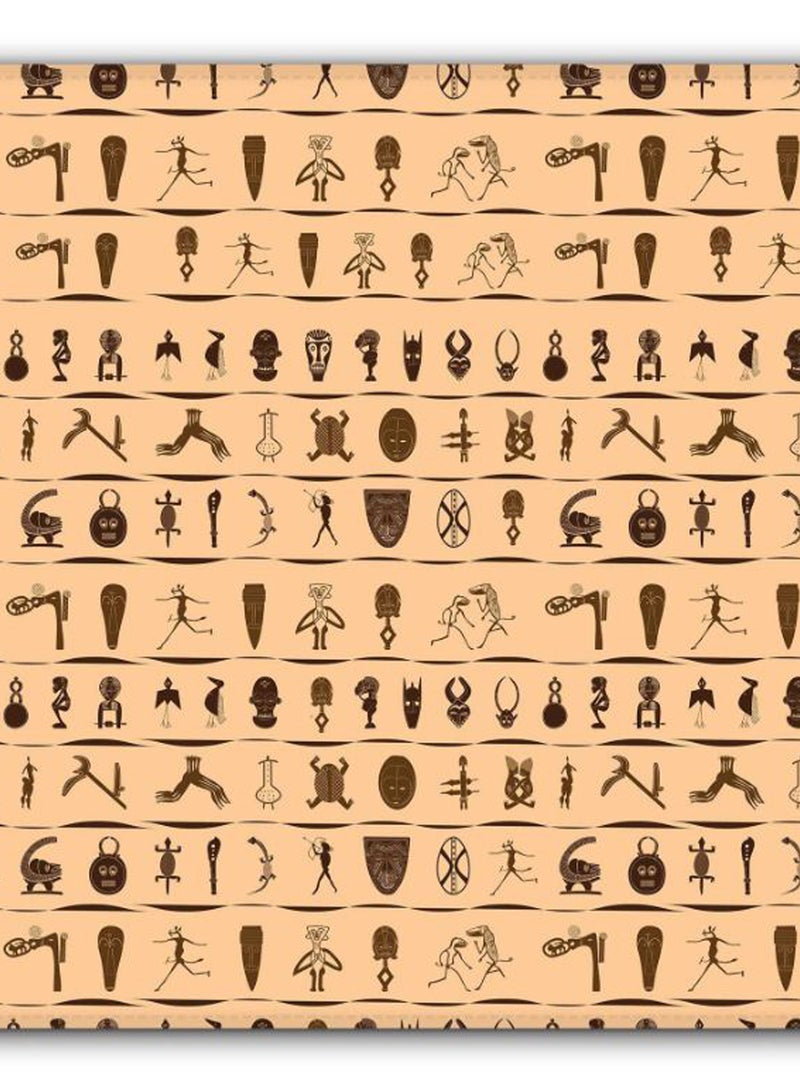 Stylizedd Tribal Hieroglyphics Non-Slip Gaming Mousepad Beige/Brown - Image 2