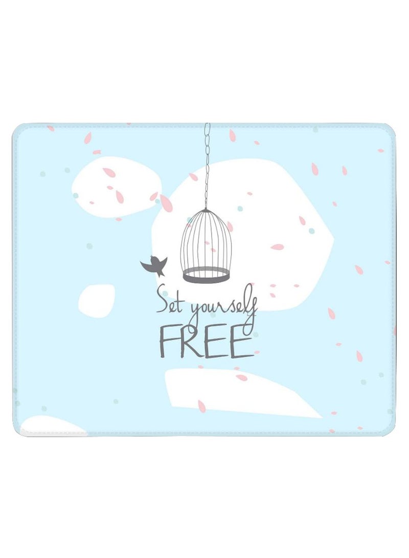 Stylizedd Set Yourself Free Non-Slip Gaming Mousepad Blue/White/Grey  - Image 1