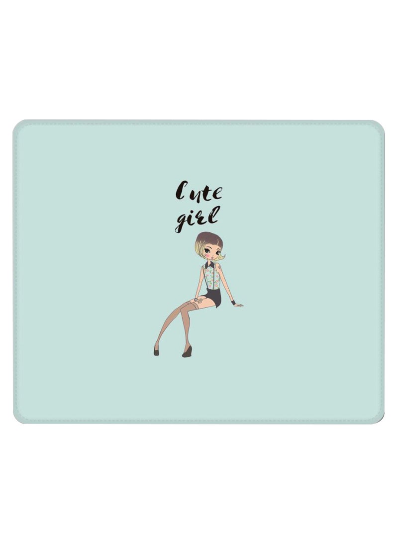 Stylizedd Shy Cute Girl Non-Slip Gaming Mousepad Light Green - Image 1