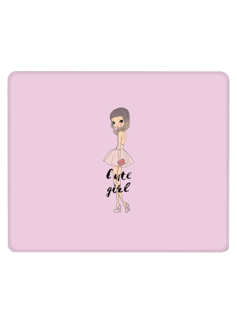 Stylizedd Coy Cute Girl Non-Slip Gaming Mousepad Pink  - Image 1
