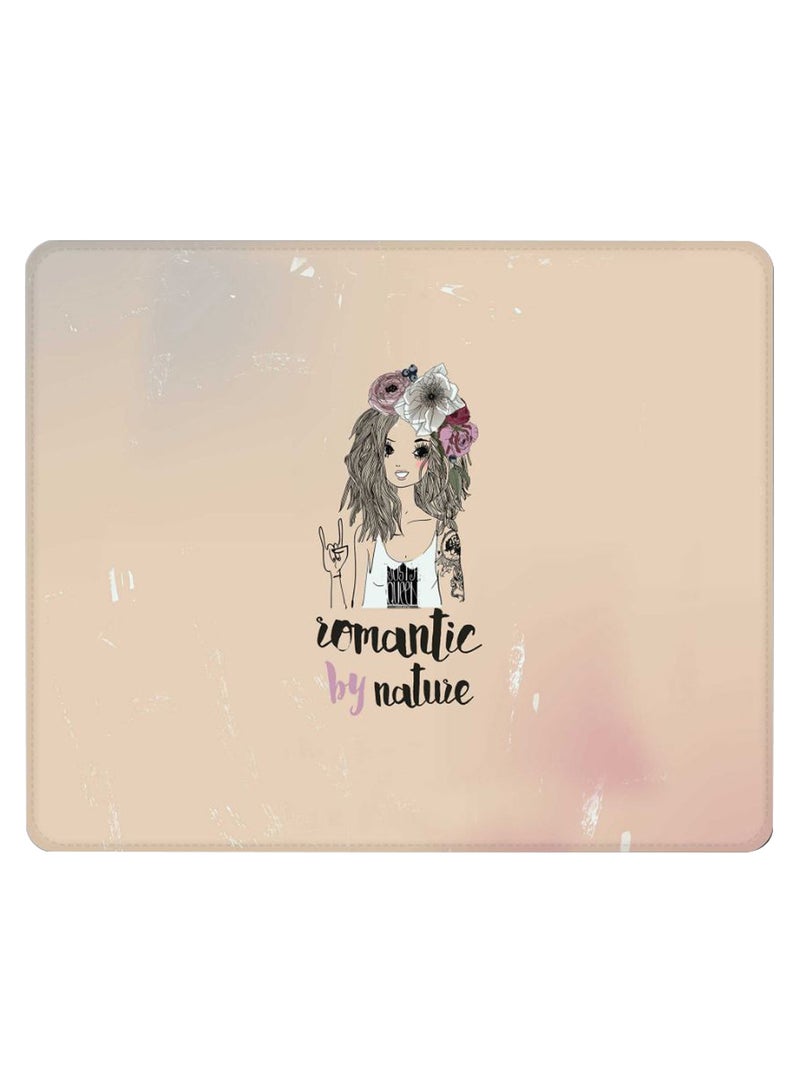 Stylizedd Romantic By Nature Non-Slip Gaming Mousepad Beige - Image 1