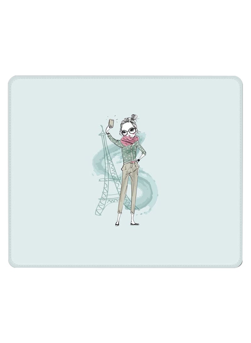 Stylizedd - Selfie By Eiffel Non-Slip Gaming Mousepad Turquoise - Image 1