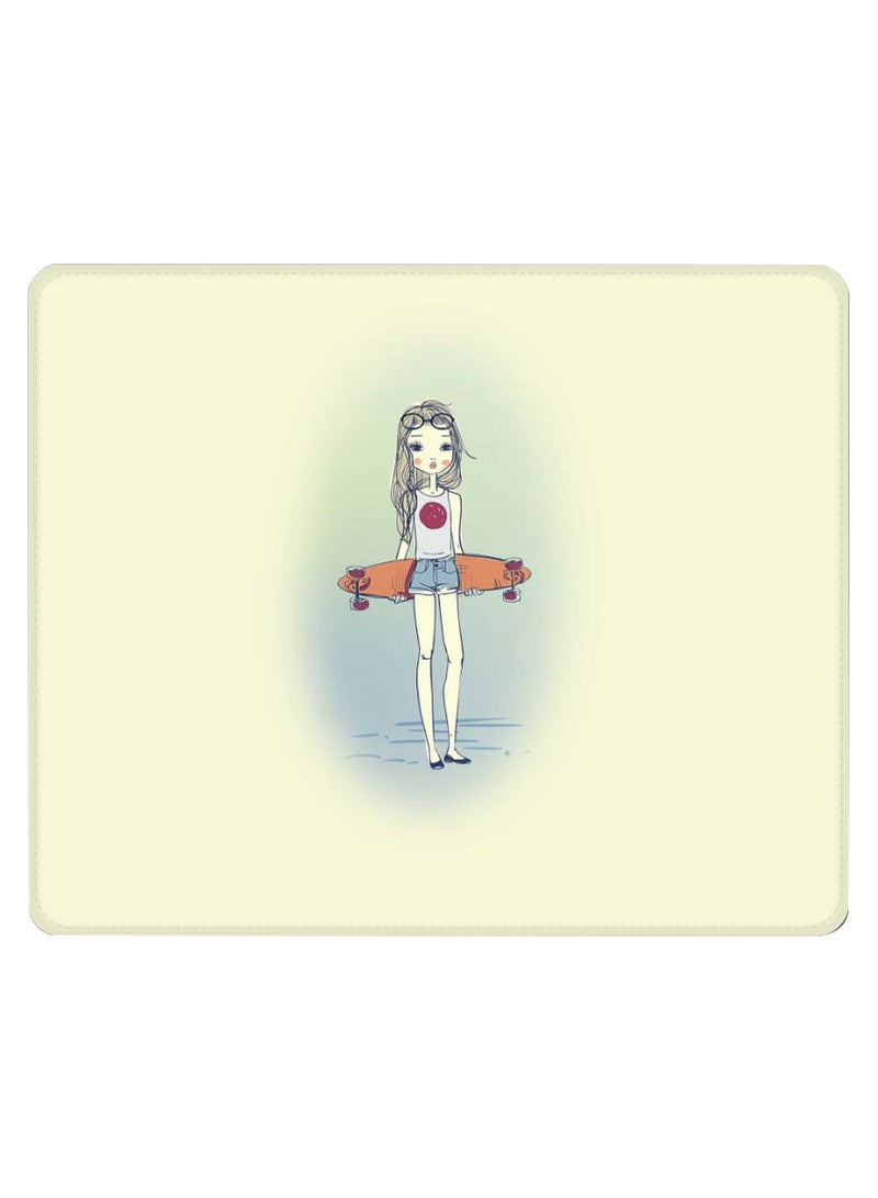 Stylizedd Skater Girl Non-Slip Gaming Mousepad Yellow - Image 1