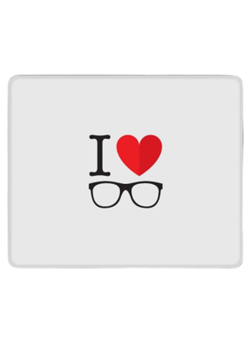 Stylizedd I Love Glasses Designer Gaming Mousepad White/Red/Black - Image 1