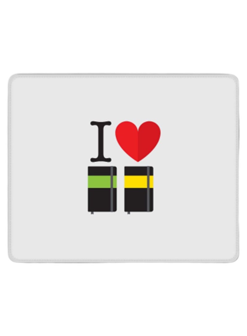 Stylizedd I Love Moustache Designer Gaming Mousepad White/Red/Black - Image 1