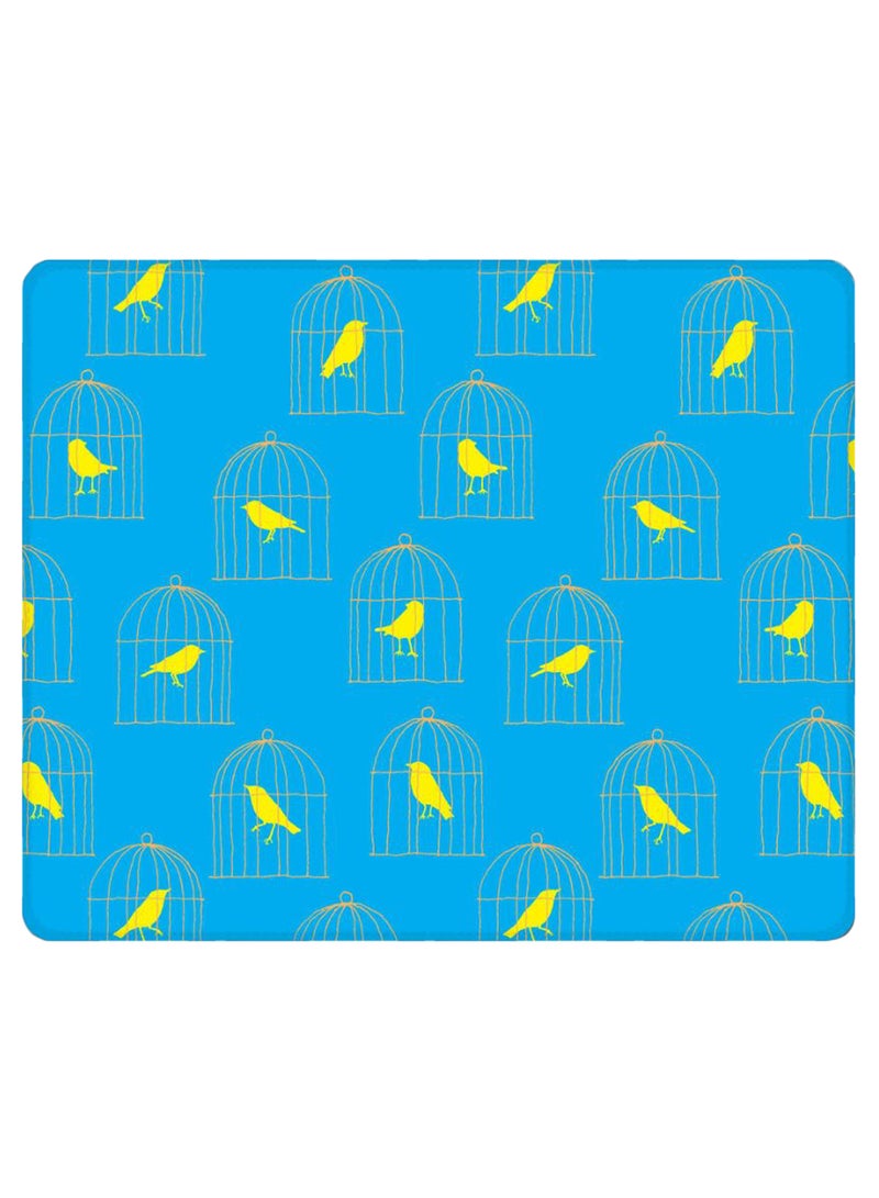 Stylizedd Caged Birdy Non-Slip Designer Gaming Mousepad Blue/Yellow  - Image 1