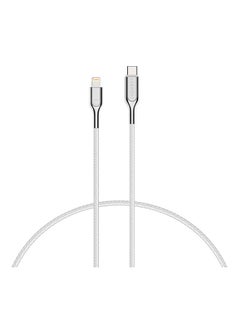 Armoured Lightning To USB-C Cable White/Silver