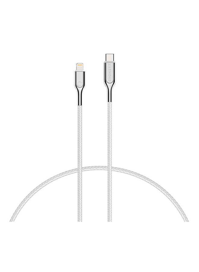 Cygnett Armoured Lightning To USB-C Cable White/Silver  - Image 1