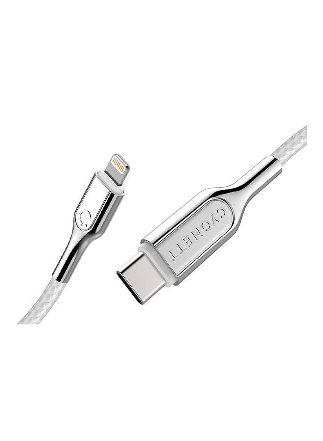 Cygnett Armoured Lightning To USB-C Cable White/Silver  - Image 2
