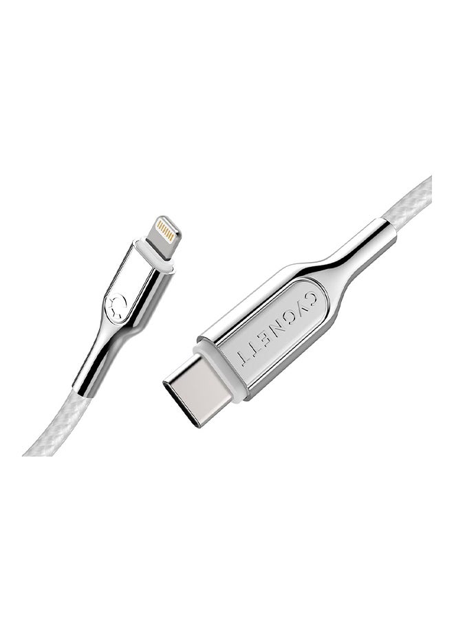 Cygnett - Armoured Lightning To USB-C Cable White/Silver - Image 1