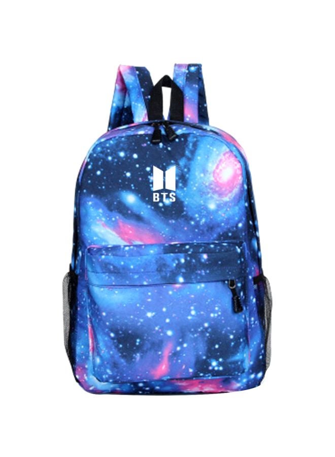 BTS Printed Canvas Backpack Blue/Pink/White  - Image 1