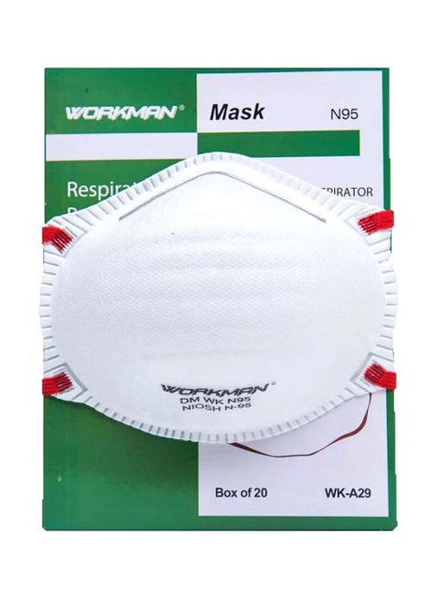 20-Piece Dust Mask Without Valve White/Red
