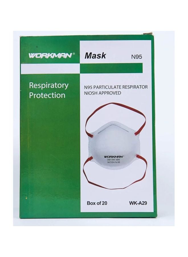 20-Piece Dust Mask Without Valve White/Red