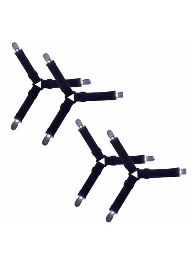 Generic - 4-Piece Adjustable Bed Sheet Clips Holder Polyester Black 60grams - Image 1