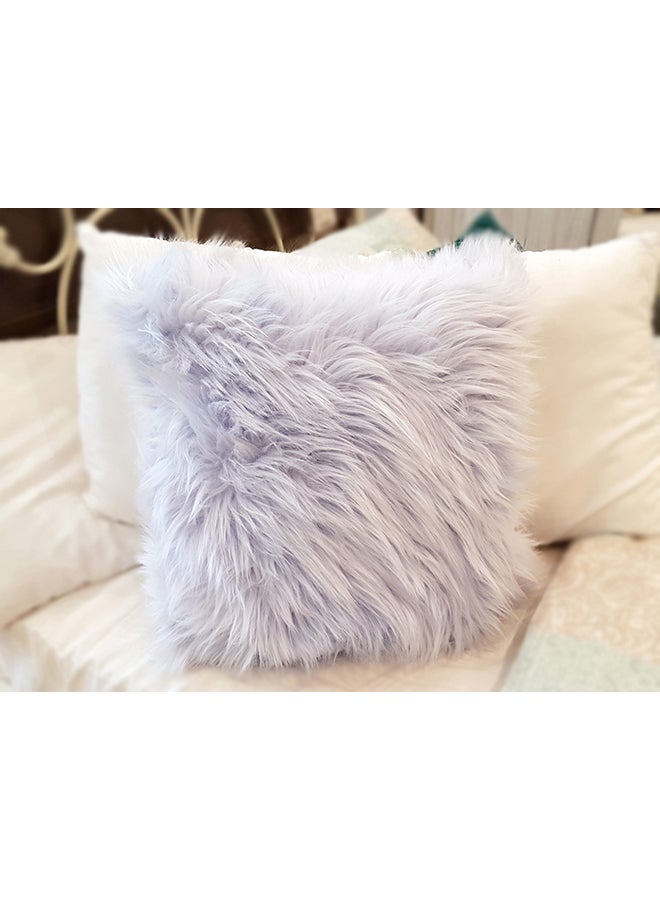 هومس آر أس غطاء وسادة ديكور من الفرو الصناعي بنفسجي فاتح 40x40سم