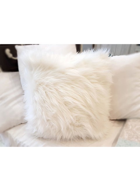 Artificial Fur Cushion Cover White 40 x 40cm