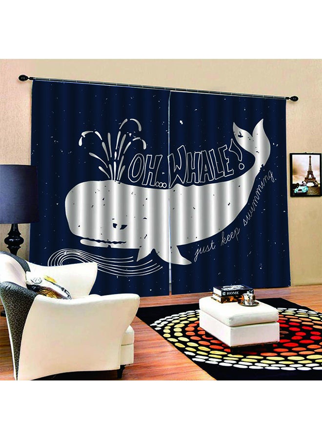 2-Piece Printed Curtain Set Blue/White 140X100cm - Image 3