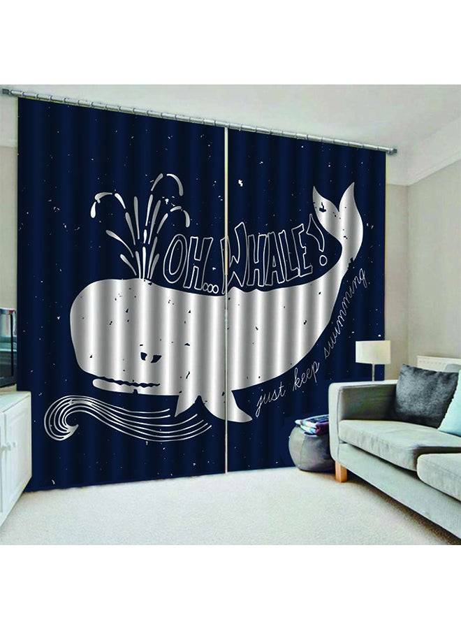2-Piece Printed Curtain Set Blue/White 140X100cm - Image 4