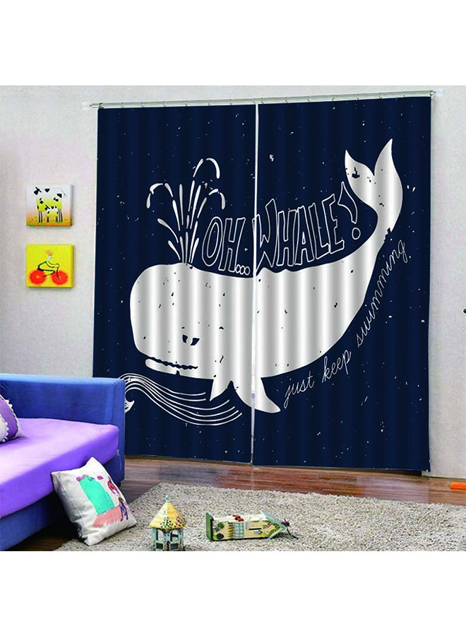 2-Piece Printed Curtain Set Blue/White 140X100cm - Image 5