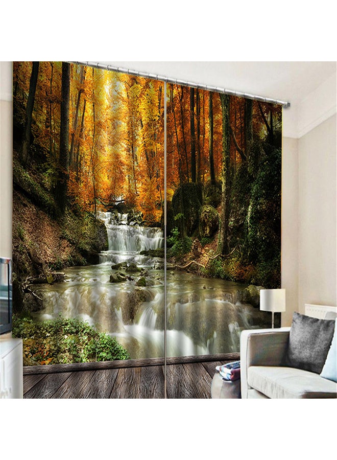 طقم ستائر بطبعة 3D من قطعتين أحمر 140X100سم - Image 2