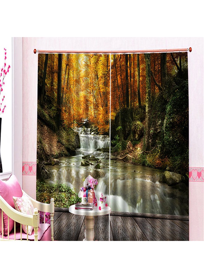 طقم ستائر بطبعة 3D من قطعتين أحمر 140X100سم - Image 3