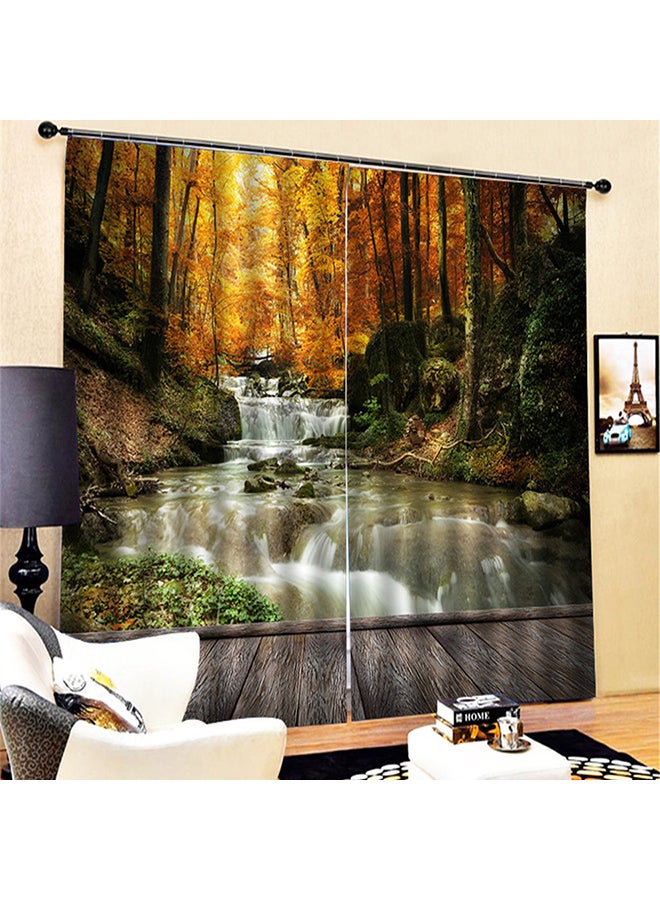 طقم ستائر بطبعة 3D من قطعتين أحمر 140X100سم - Image 5