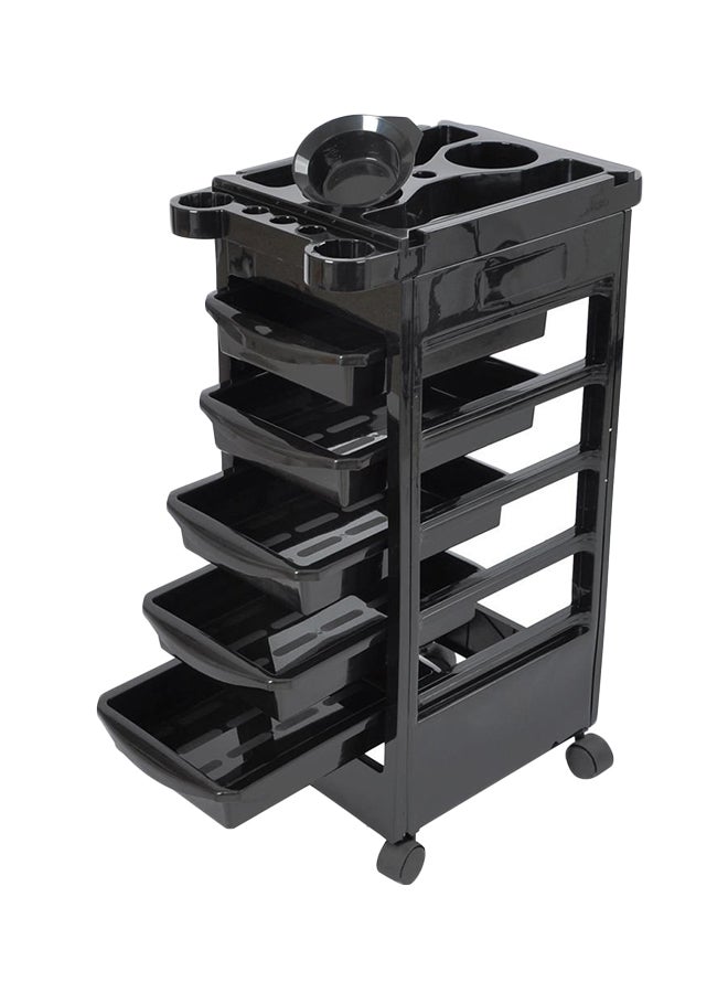 عربة تخزين بعجلات لمستحضرات صالون التجميل والمنتجعات مكونة من 5 أدراج أسود - Image 1