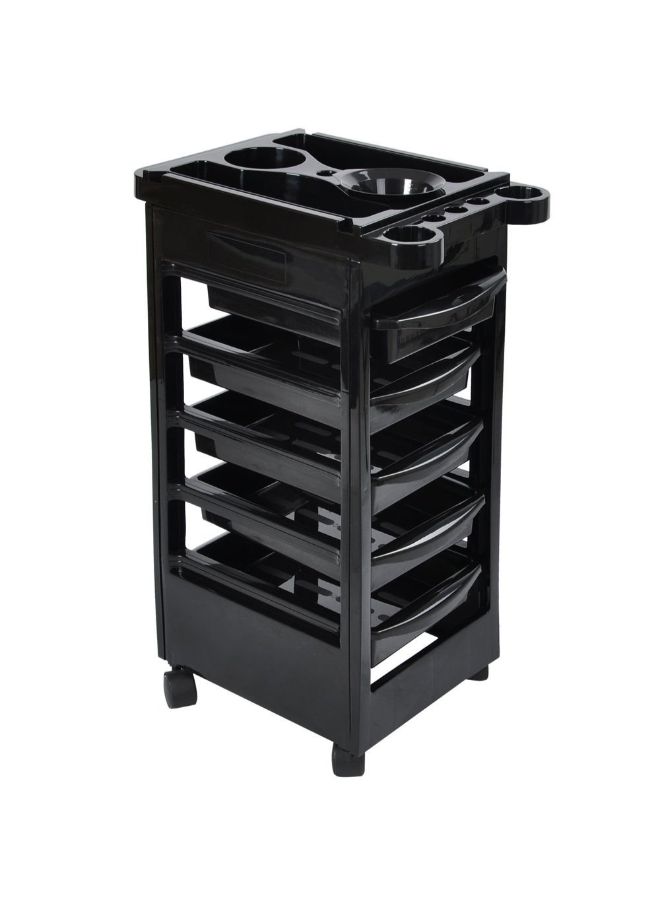 عربة تخزين بعجلات لمستحضرات صالون التجميل والمنتجعات مكونة من 5 أدراج أسود - Image 3