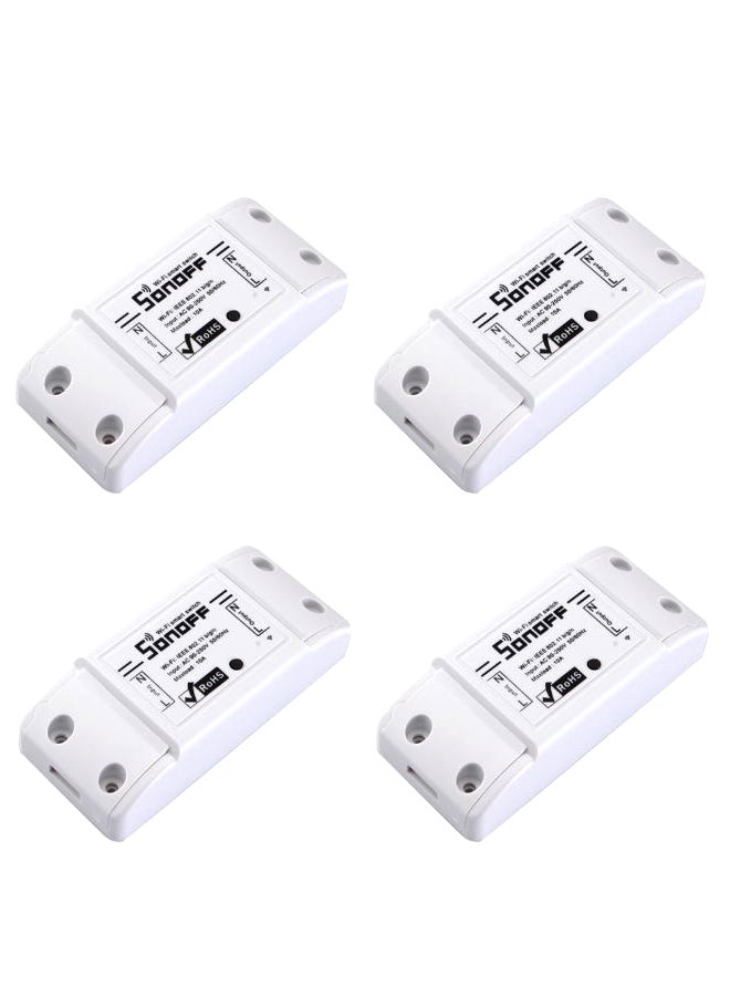 SONOFF 4-Piece Wi-Fi Remote Control Power Shut Switch Set White 