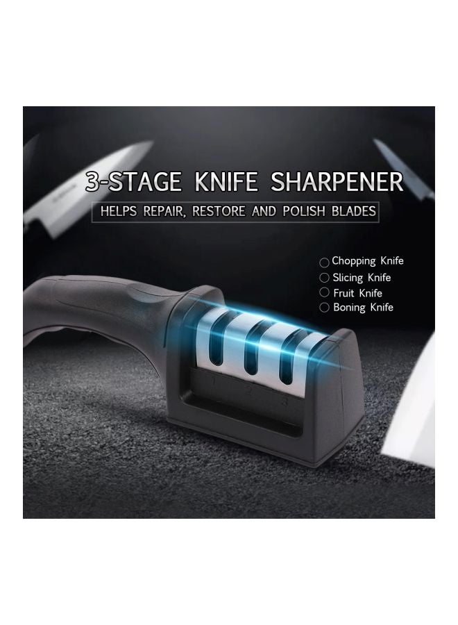 3 Stage Kitchen Knife Sharpener Black/Silver 21x5x5.7cm - Image 5