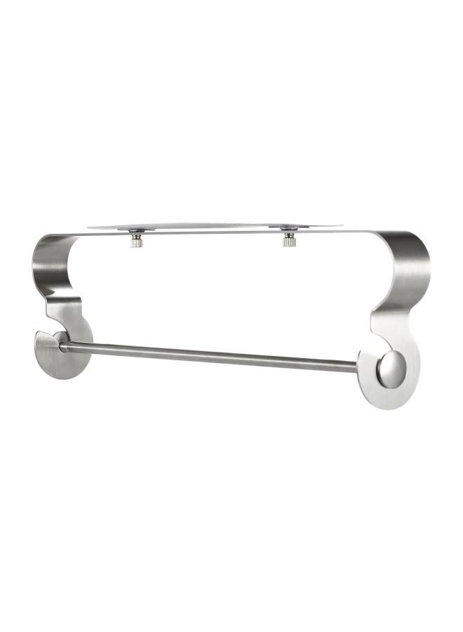 Wall Mount Paper Towel Holder With Glue Strip Sticker Silver 35.3x5x10.2cm  - Image 2