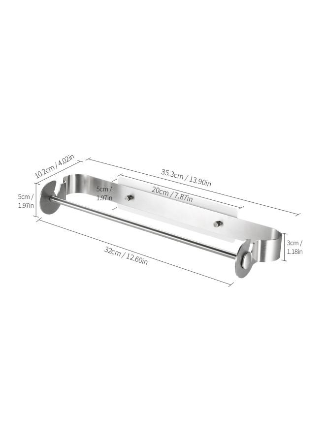 Wall Mount Paper Towel Holder With Glue Strip Sticker Silver 35.3x5x10.2cm  - Image 3