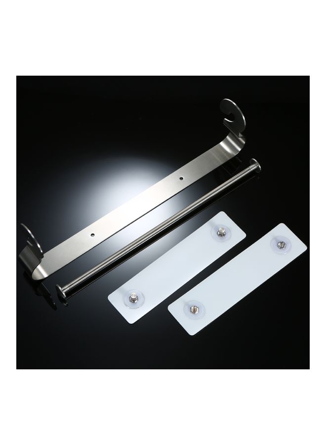 Wall Mount Paper Towel Holder With Glue Strip Sticker Silver 35.3x5x10.2cm  - Image 4