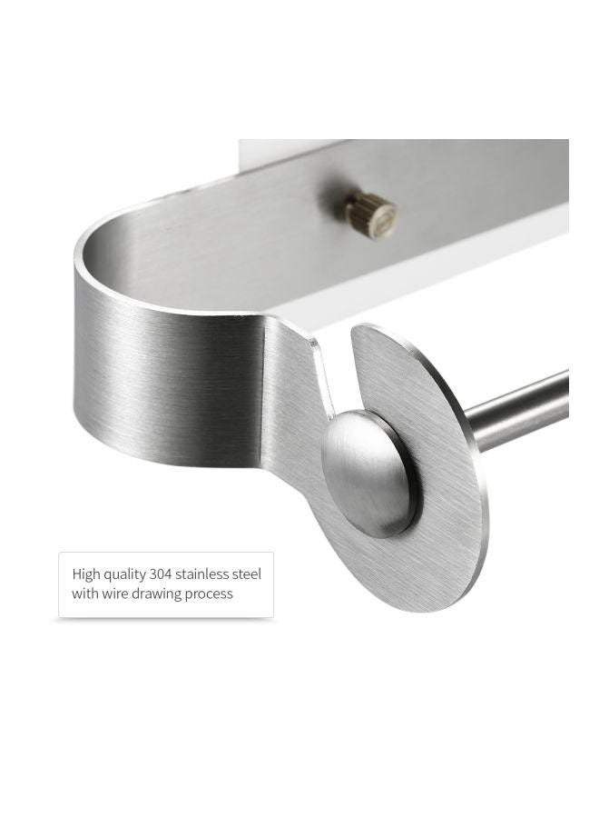 Wall Mount Paper Towel Holder With Glue Strip Sticker Silver 35.3x5x10.2cm  - Image 5