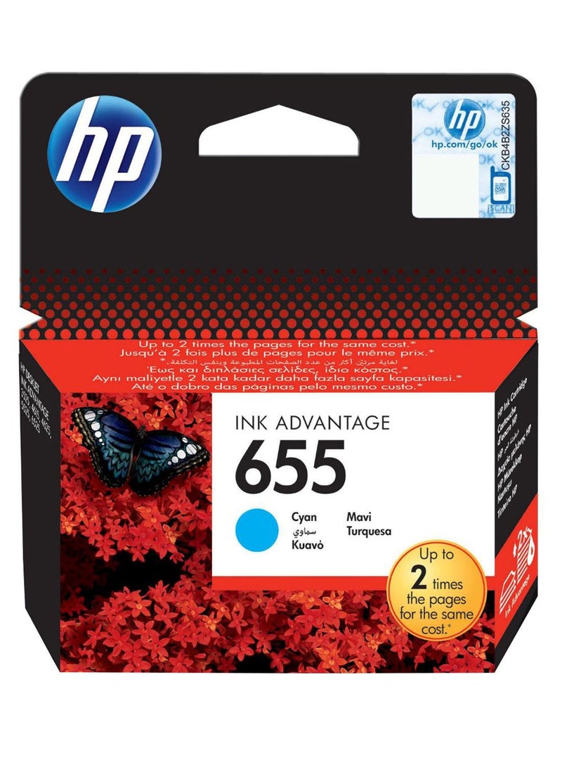HP 655 Original Ink Advantage Cartridge Cyan - Image 2