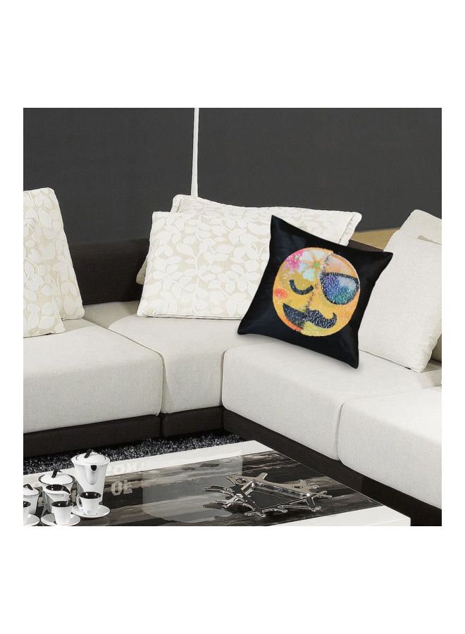 Generic Emoji Printed Pillow Cover Blue 40x40x20cm  - Image 2